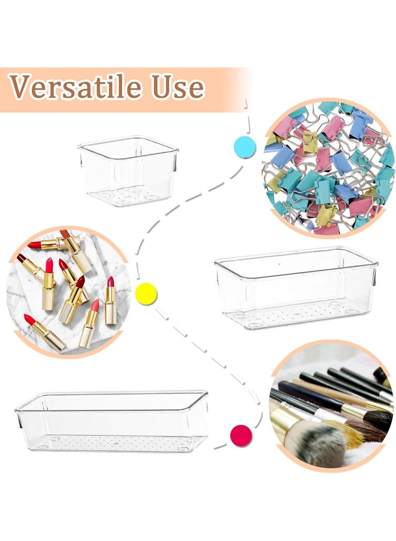 6 Pack Desk Drawer Organizers, Clear Drawer Organizers, Toiletry and Storage Organizers, Non-Slip Plastic Drawer Organizer for Makeup, Bathroom, Kitchen and Office - Image 3